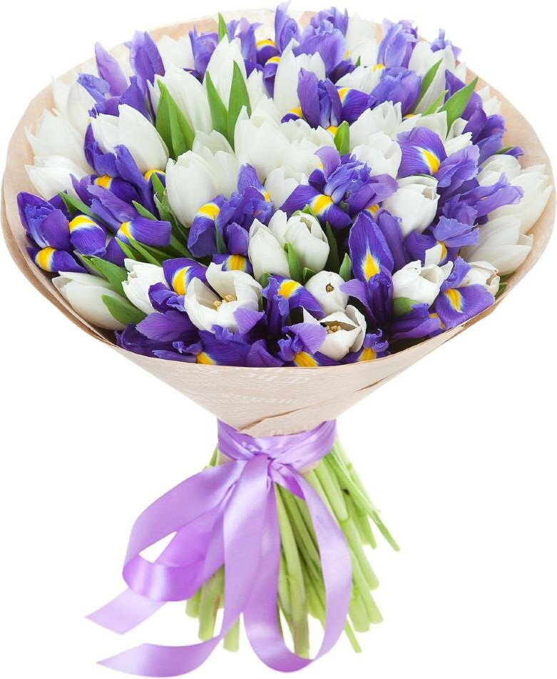 Букет из тюльпанов и ирисов Букет «Иний»